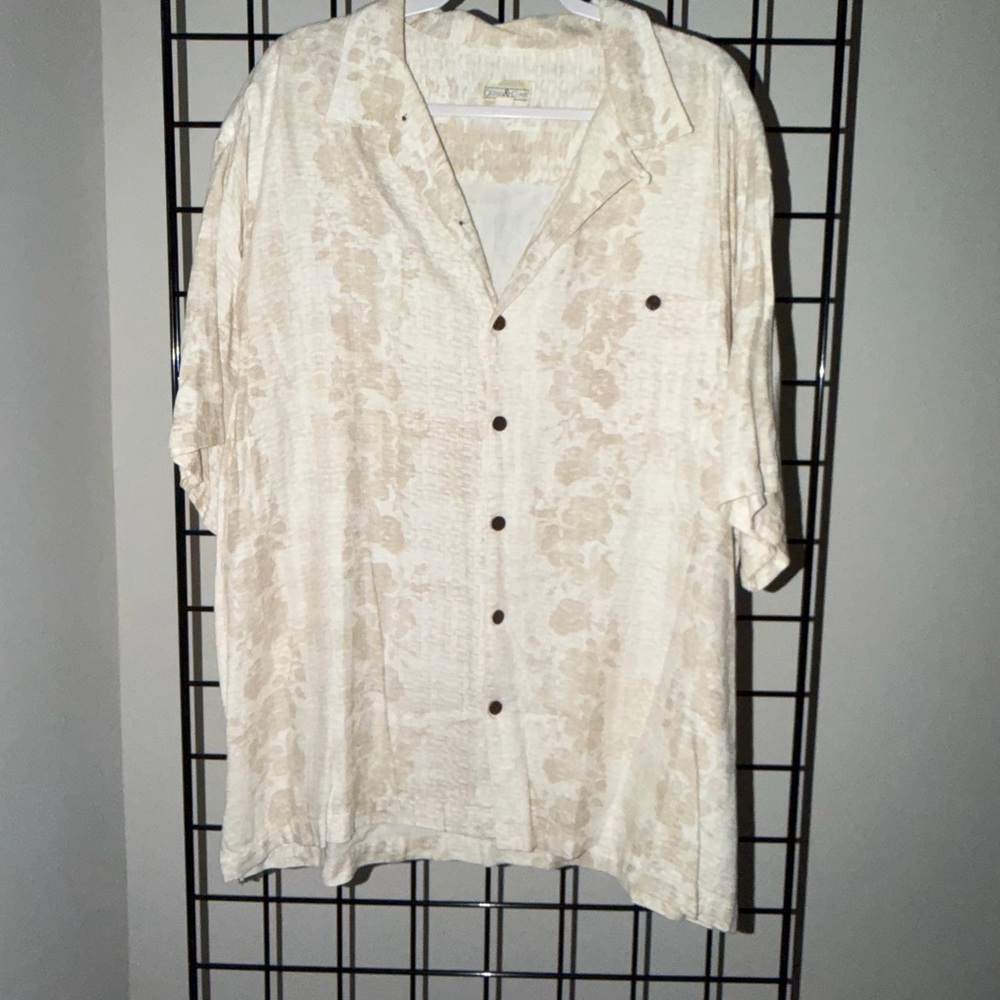 Casual Cream Button-Down Shirt for Men
